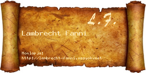 Lambrecht Fanni névjegykártya